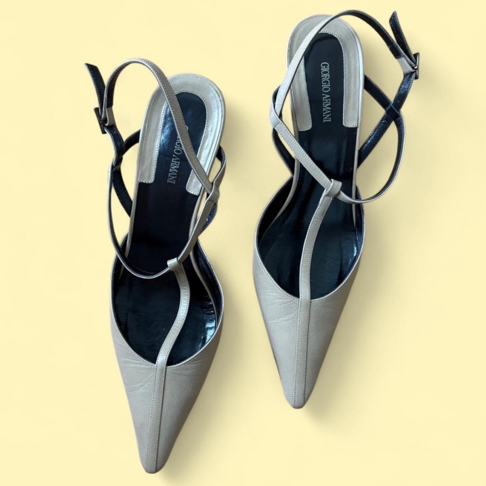 Giorgio Armani Tan Kitten Heels